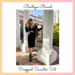 Project Social T Black Cropped Sweater + Skirt Set